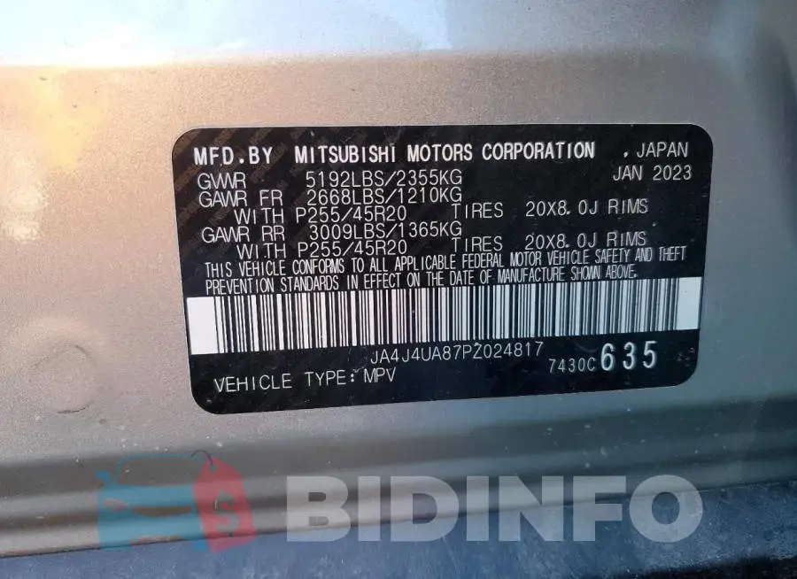 JA4J4UA87PZ024817 Photo# 14