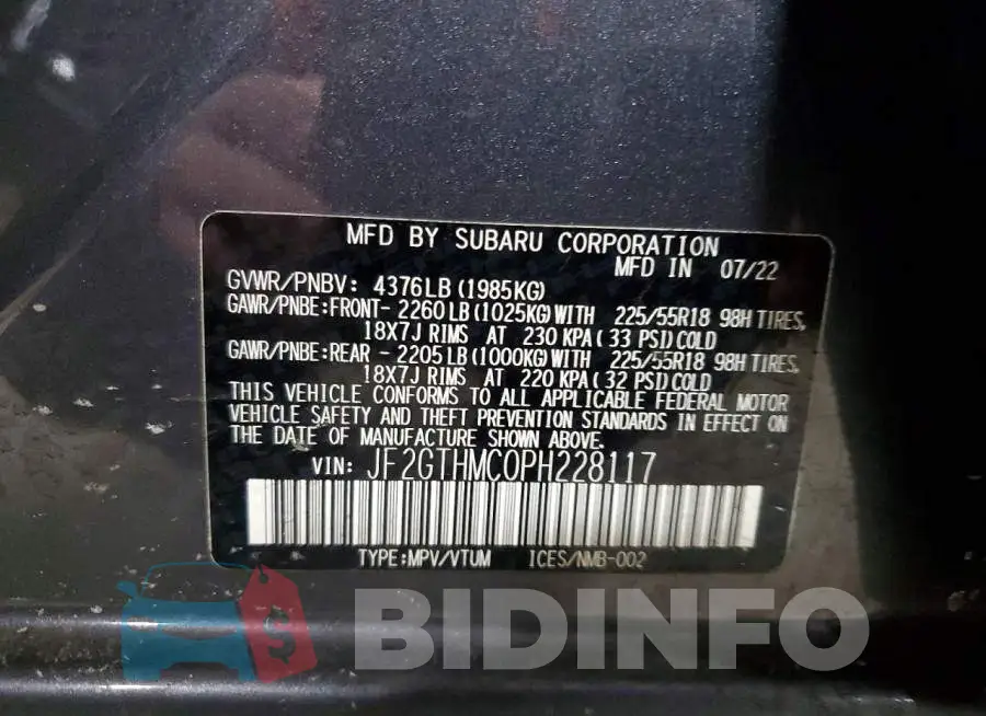 JF2GTHMC0PH228117 Photo# 14