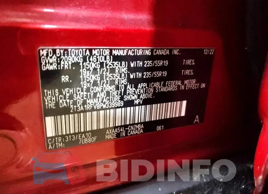 2T3A1RFV8PW339989 Photo# 13