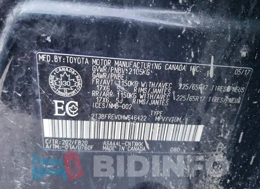 2T3BFREV0HW646422 Photo# 14