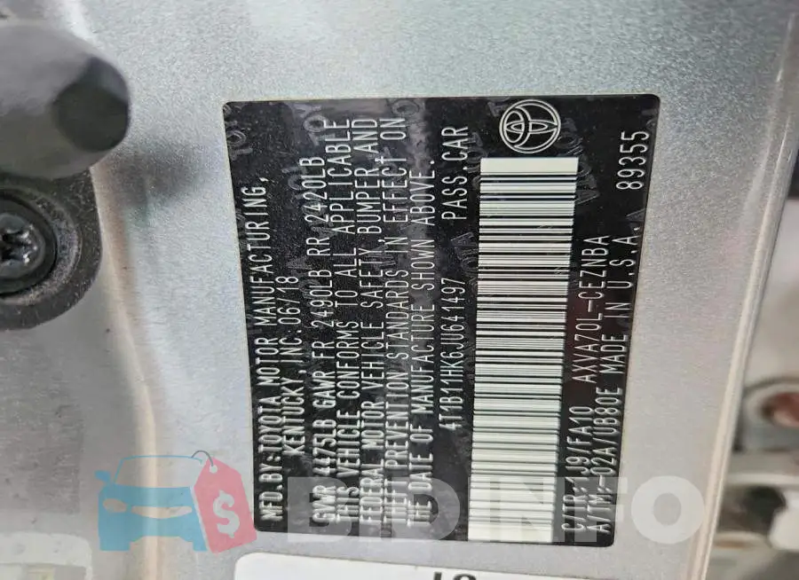 4T1B11HK6JU641497 Photo# 12