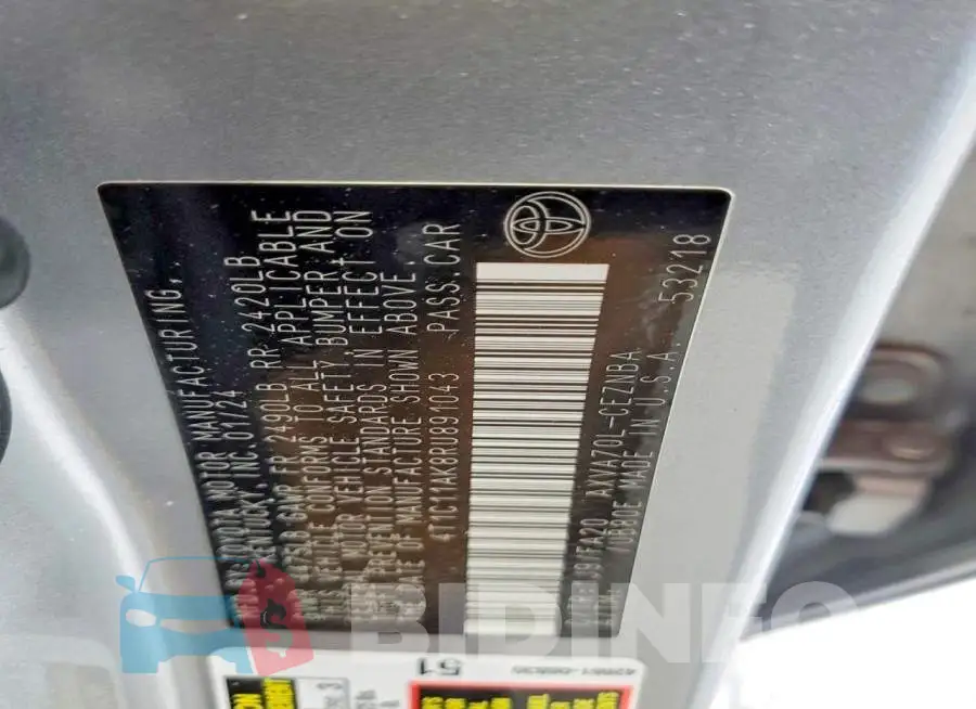 4T1C11AK8RU891043 Photo# 12