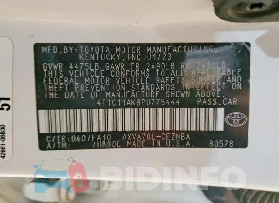 4T1C11AK9PU775444 Photo# 13