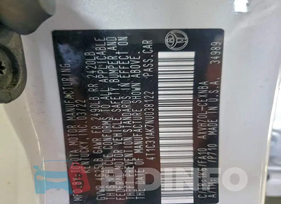 4T1C31AK7NU038122 Photo# 13