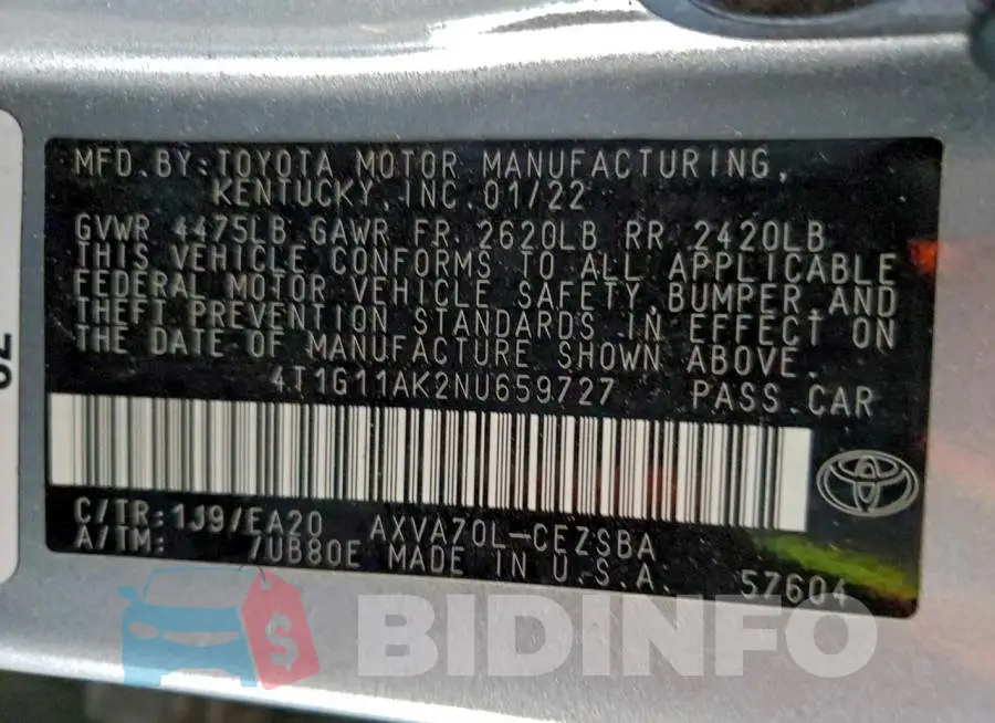 4T1G11AK2NU659727 Photo# 12