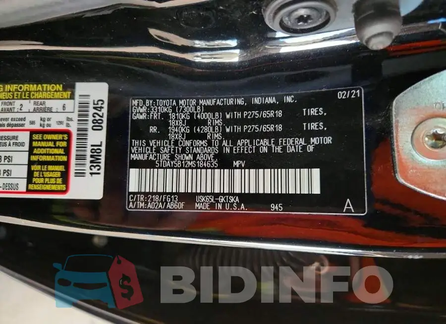 5TDAY5B12MS184635 Photo# 13