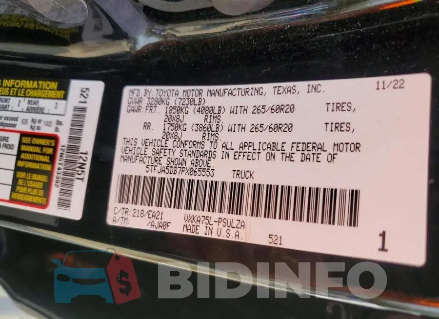 5TFJA5DB7PX065553 Photo# 12