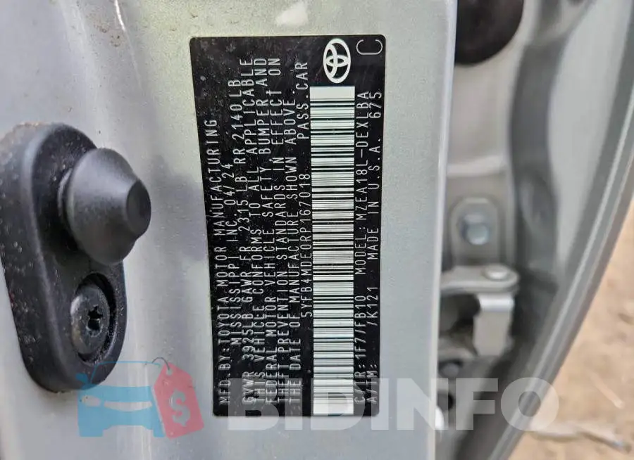 5YFB4MDE0RP167018 Photo# 12