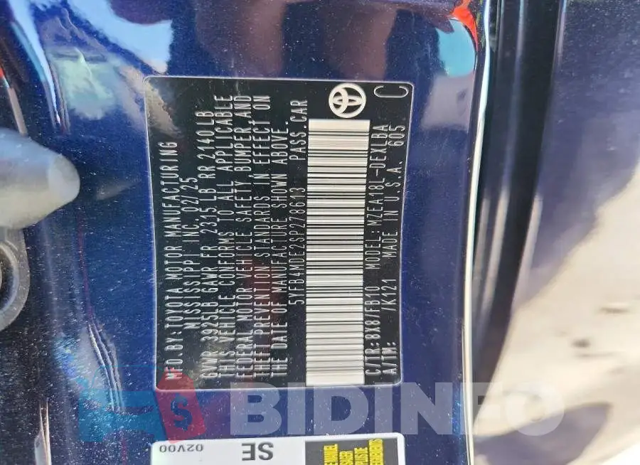 5YFB4MDE2SP278613 Photo# 13
