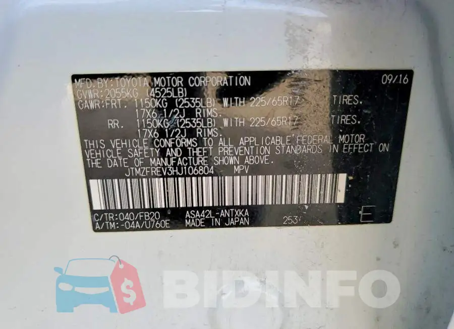 JTMZFREV3HJ106804 Photo# 12