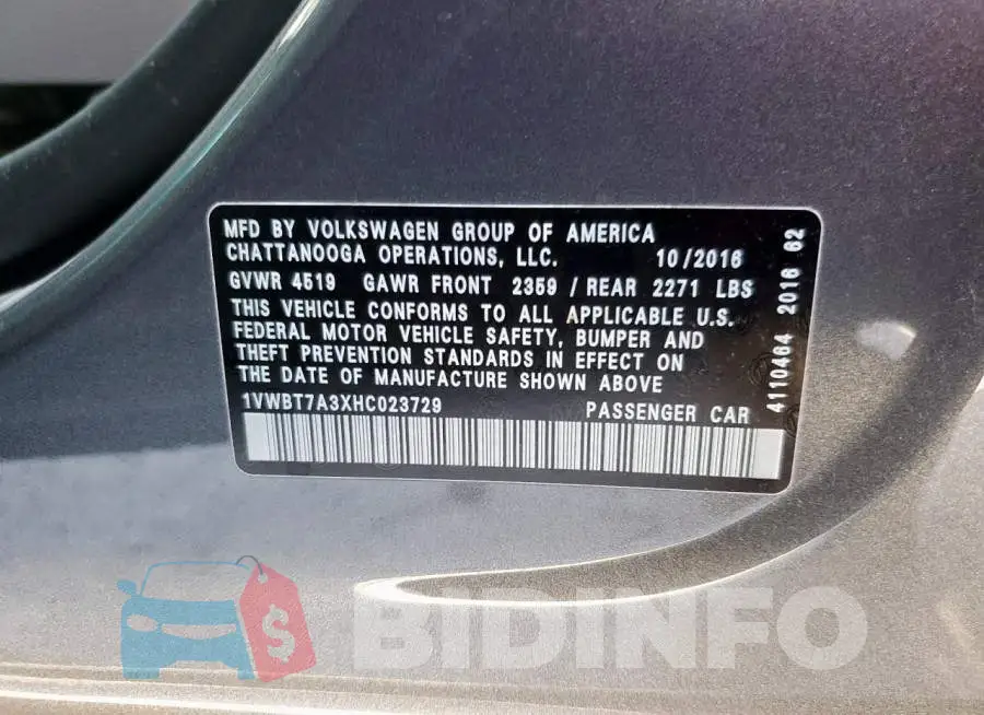 1VWBT7A3XHC023729 Photo# 13