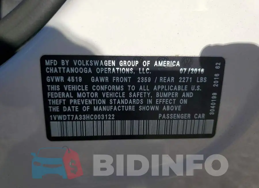 1VWDT7A33HC003122 Photo# 13