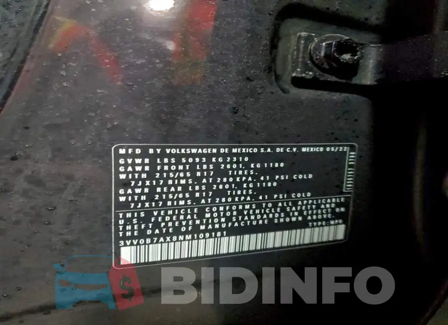 3VV0B7AX8NM109181 Photo# 13
