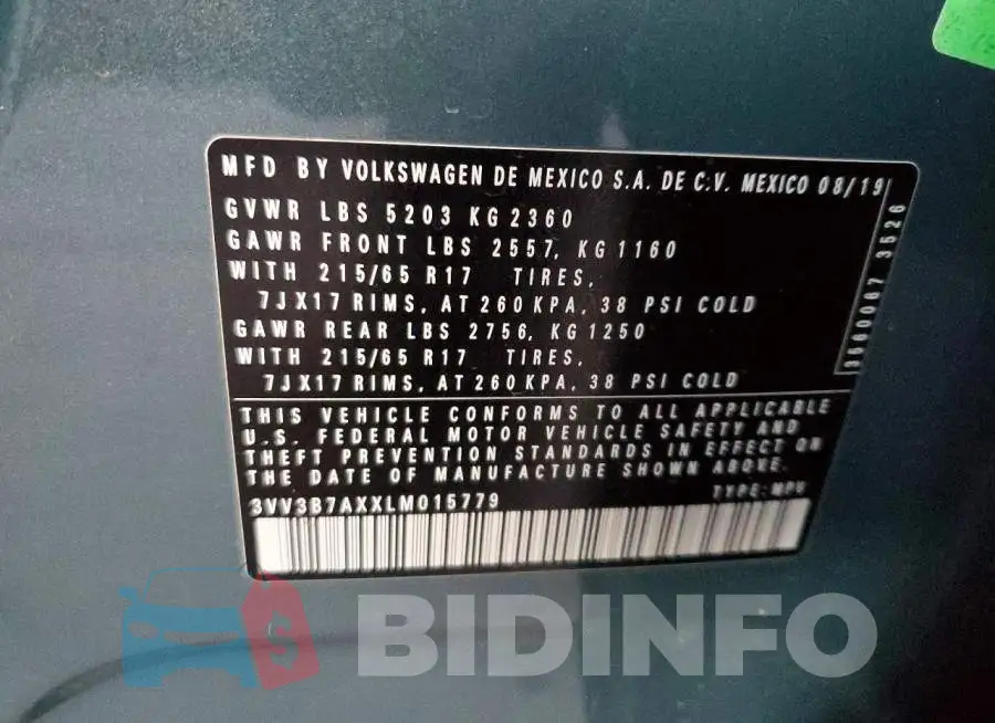 3VV3B7AXXLM015779 Photo# 14