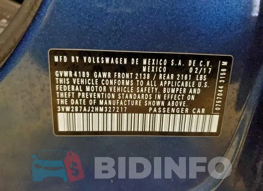 3VW2B7AJ2HM327217 Photo# 12
