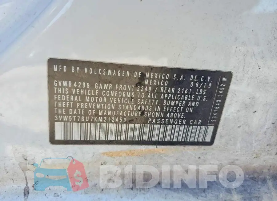 3VW5T7BU7KM212459 Photo# 12