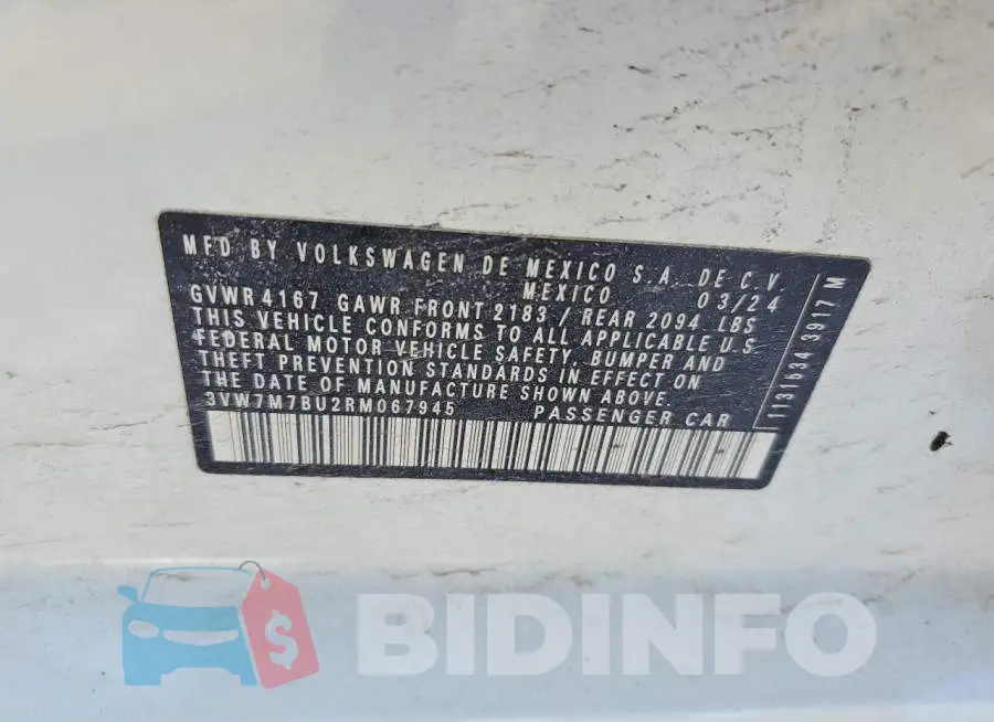 3VW7M7BU2RM067945 Photo# 13