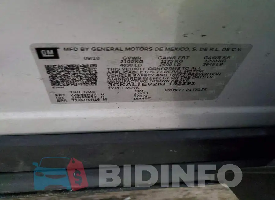 3GKALTEV2KL192291 Photo# 12