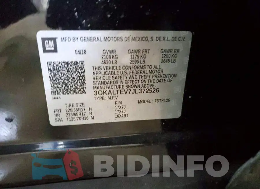3GKALTEV7JL372526 Photo# 14