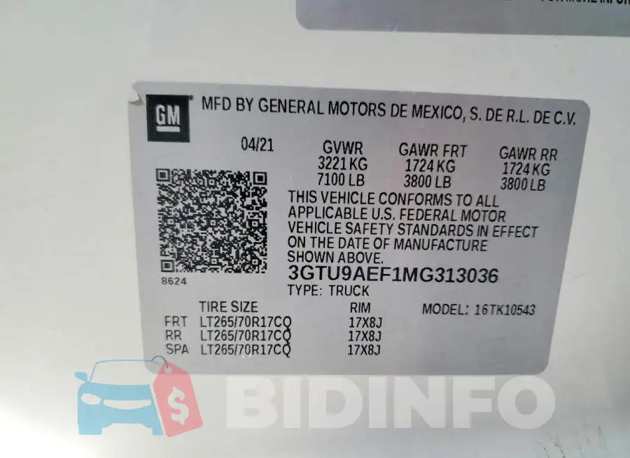 3GTU9AEF1MG313036 Photo# 12