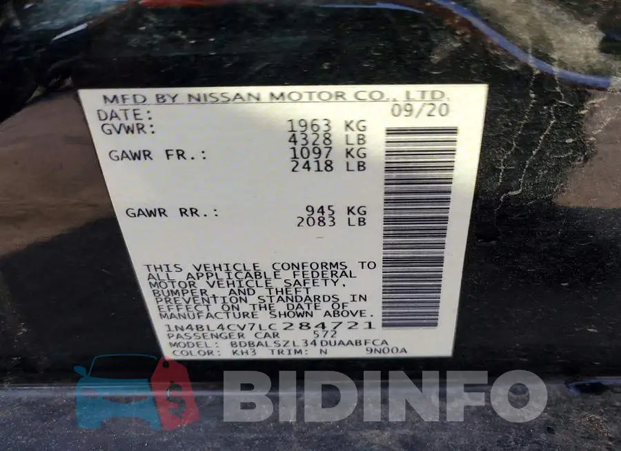 1N4BL4CV7LC284721 Photo# 12