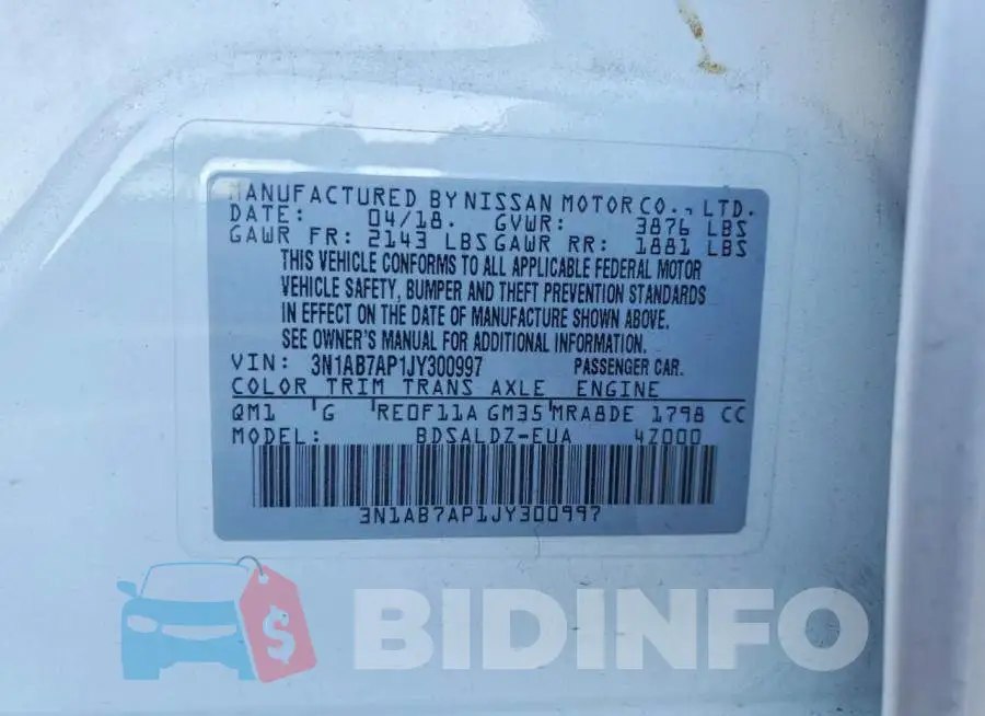 3N1AB7AP1JY300997 Photo# 12
