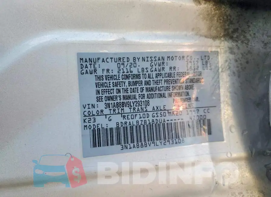 3N1AB8BV9LY293108 Photo# 12