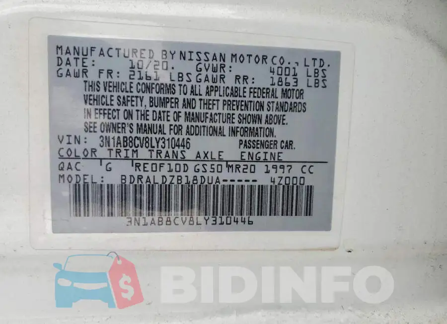 3N1AB8CV8LY310446 Photo# 12