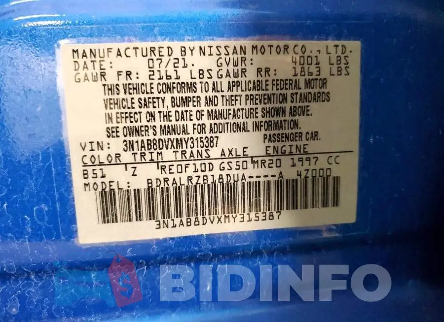 3N1AB8DVXMY315387 Photo# 12