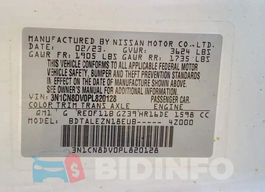 3N1CN8DV0PL820128 Photo# 12