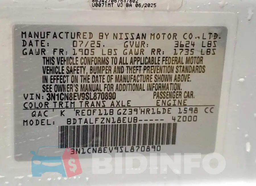 3N1CN8EV9SL870890 Photo# 13