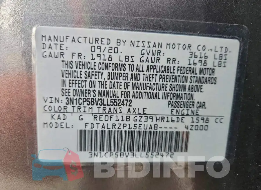 3N1CP5BV3LL552472 Photo# 13