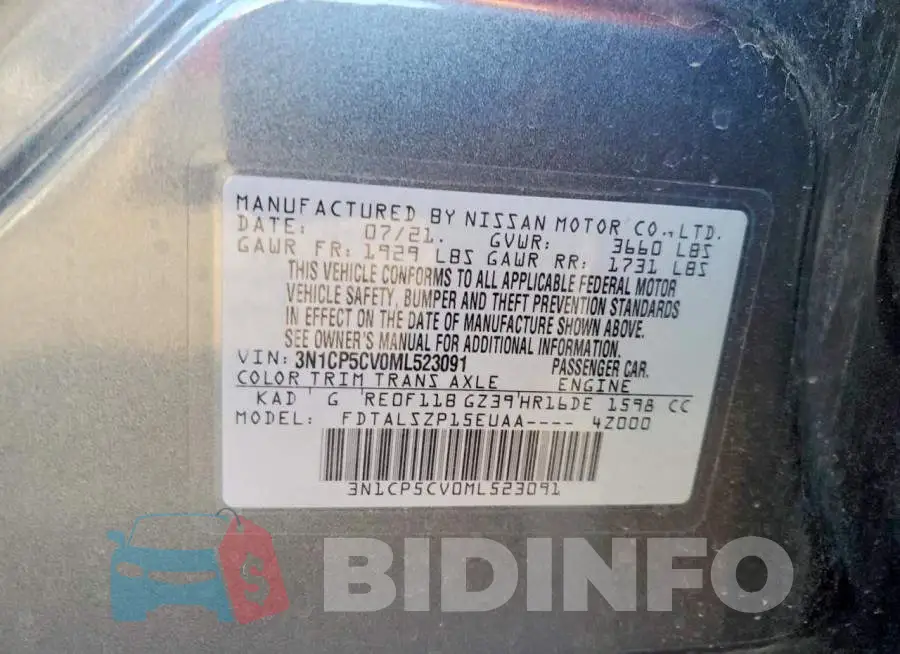 3N1CP5CV0ML523091 Photo# 14