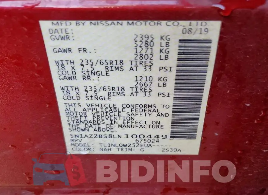 5N1AZ2BS8LN100449 Photo# 13