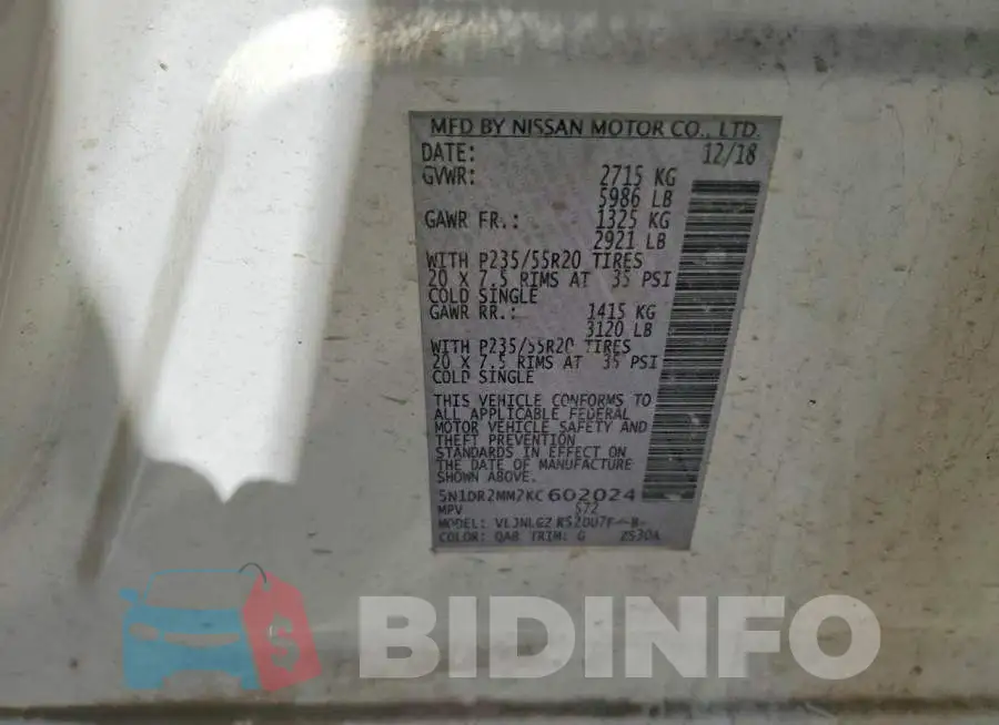 5N1DR2MM2KC602024 Photo# 13