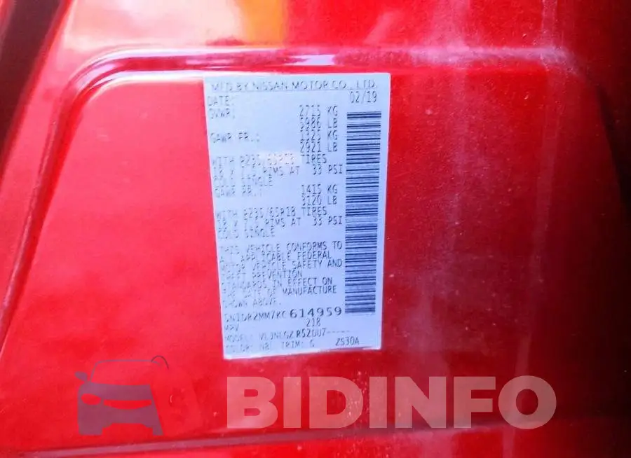 5N1DR2MM7KC614959 Photo# 13