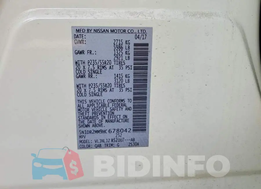 5N1DR2MM9HC678042 Photo# 13