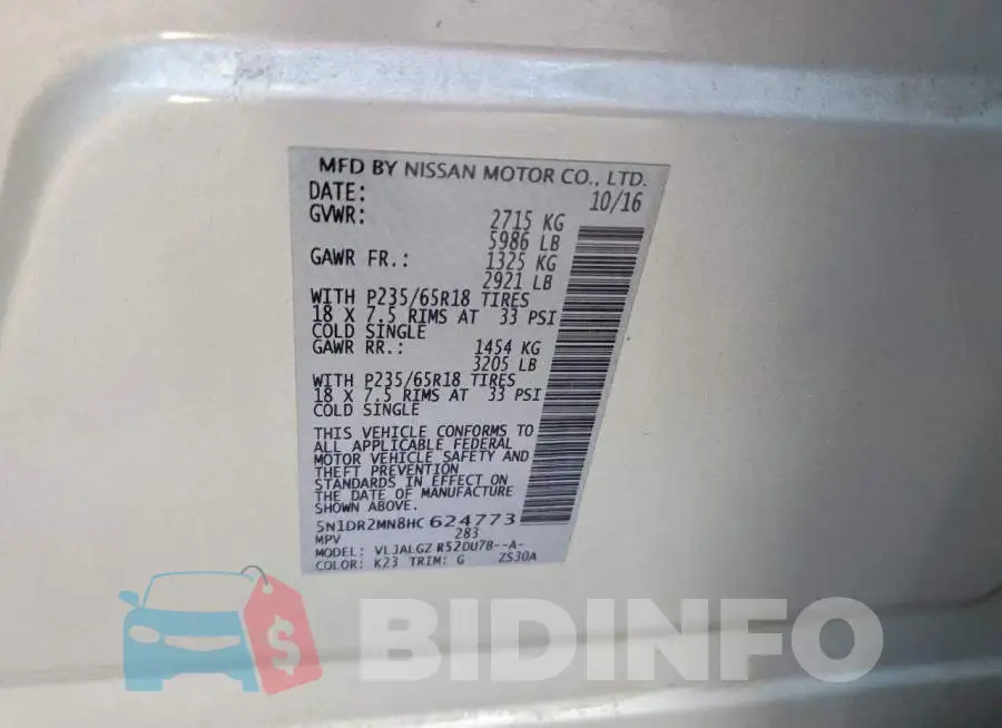 5N1DR2MN8HC624773 Photo# 13