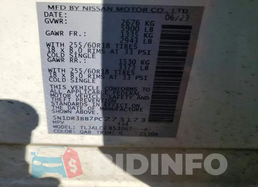5N1DR3BB7PC273173 Photo# 12