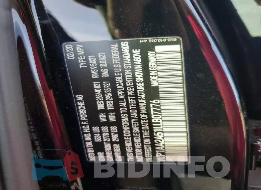 WP1AA2A51LLB07776 Photo# 12