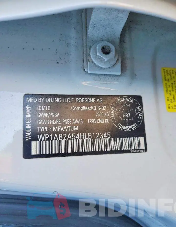 WP1AB2A54HLB12345 Photo# 14