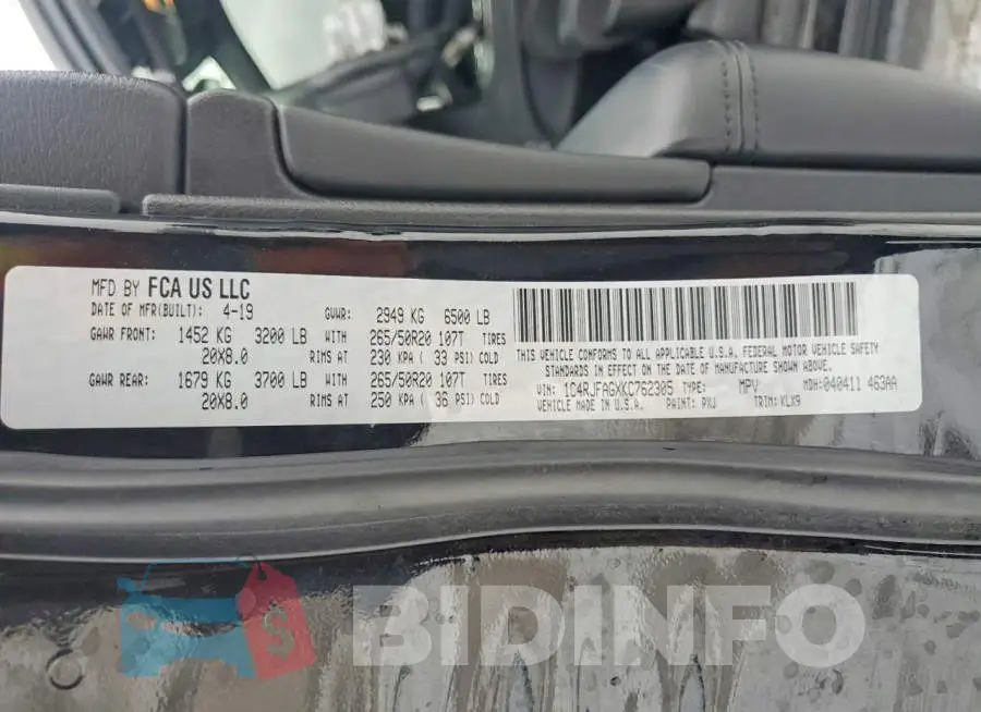 1C4RJFAGXKC762305 Photo# 12