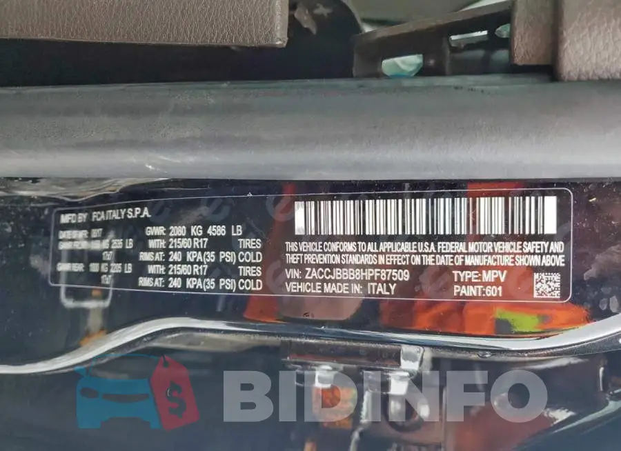 ZACCJBBB8HPF87509 Photo# 13