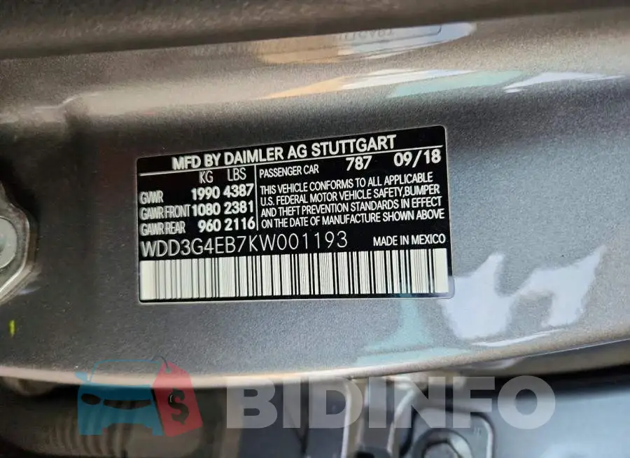 WDD3G4EB7KW001193 Photo# 13