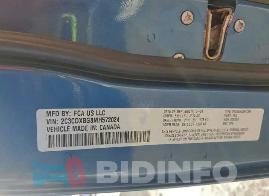 2C3CDXBG8MH572024 Photo# 13