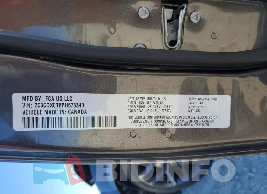 2C3CDXCT8PH673340 Photo# 12