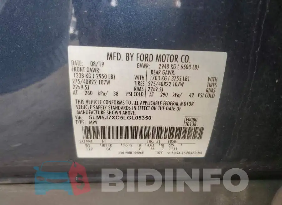 5LM5J7XC5LGL05350 Photo# 13