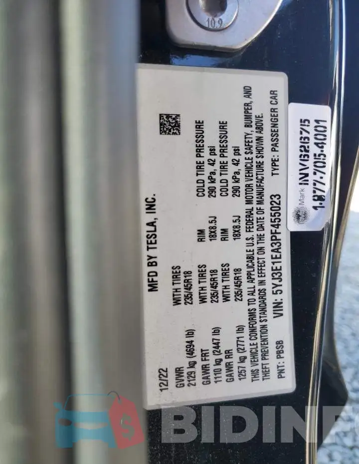 5YJ3E1EA3PF455023 Photo# 12