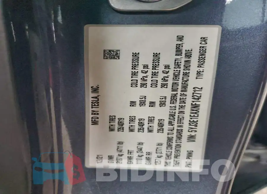 5YJ3E1EAXNF142712 Photo# 13