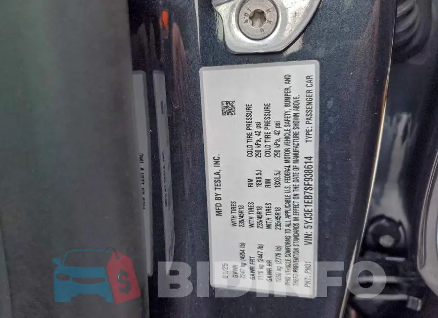 5YJ3E1EB7SF938614 Photo# 12